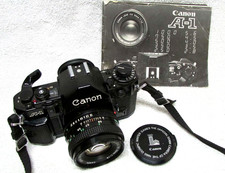 Vintage 1980's CANON A-1 A1 35mm FILM SLR Camera w/ 50mm f/1.8  Instruction Bk
