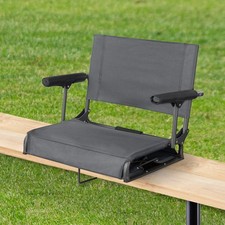Portable Lightweight Hard Arm Stadium Seat w/Back Support Bleacher Chairs Gray