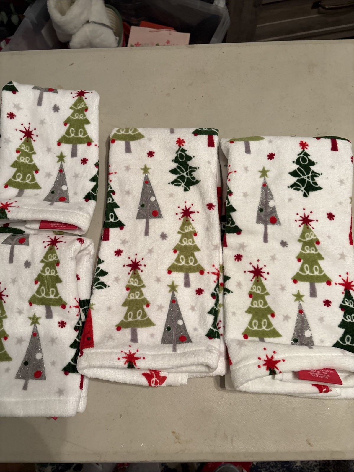 Lot Of 4 Christmas Themed Hand Towels/Wash Clause NWOT
