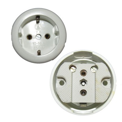 Schuko Socket For Outdoors 10A 16A 250V VIMAR 1091 White Internal Connection