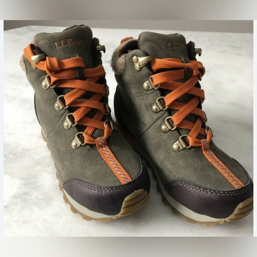 L.L. Bean Kids Sneakers - Olive with Orange Accents