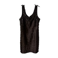 Jessica Howard 16 Black Sequin Tiered Cocktail Dress Holiday LBD Wedding Guest