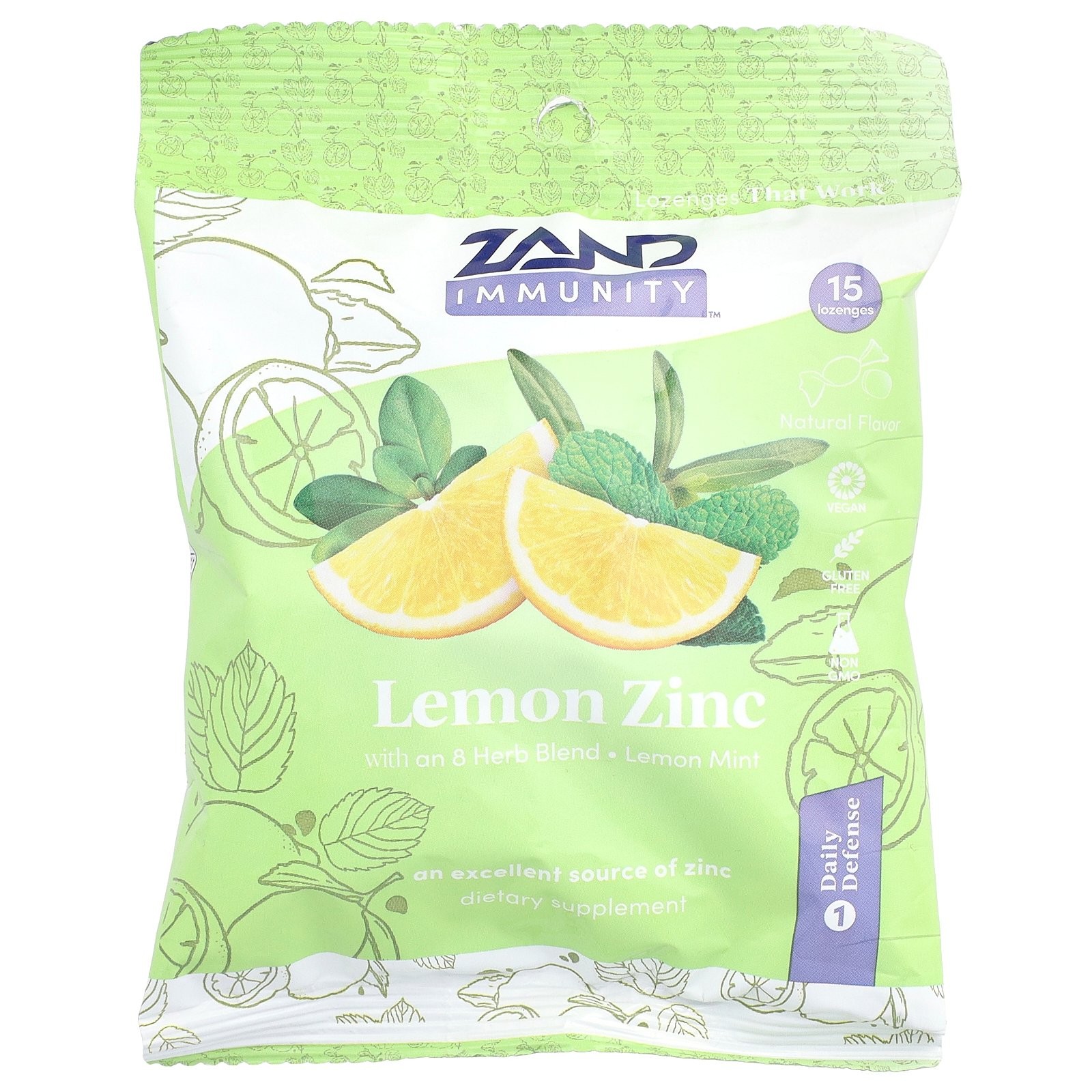 Иммунитет Лимонный цинк Лимонная мята 15 пастилок 1990₽