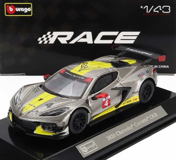 Burago 1/43 Chevrolet Corvette C8R 4 2020 Vitrine Statisches Modell Diecast-image