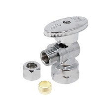 1/4 Turn Angle Valve 1/2 Inlet 3/8 Outlet OD Toilet Water Valve Chrome Plated