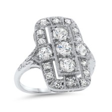 DECO ANTIQUE STYLE 925 STERLING SILVER 1.79 CT CUBIC ZIRCONIA FILIGREE RING 1151