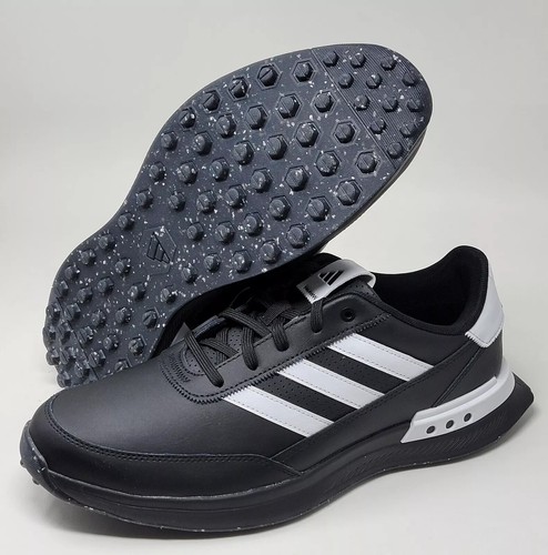 Nuevo zapato de golf Adidas S2G 24 de cuero sin clavos negro/blanco para hombre talla 10,5 IG8192