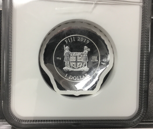 2019 Scallop Shell FIJI Castaway Seashell Silver Coin 10g Proof 1$ NGC PF70 FR - Picture 4 of 7