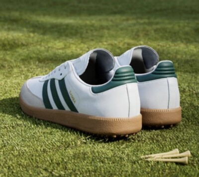 Size 10.5 - Adidas Samba Spikeless Golf White Collegiate Green Gum