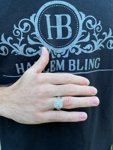 Mens Real 925 Silver Ring Fully Iced Baguette CZ Flooded Hip Hop - 第 7/12 張圖片