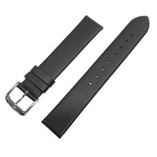 Dugena Ersatzband Lederband schwarz Stegbreite 16mm, Schlicht Silberfarben