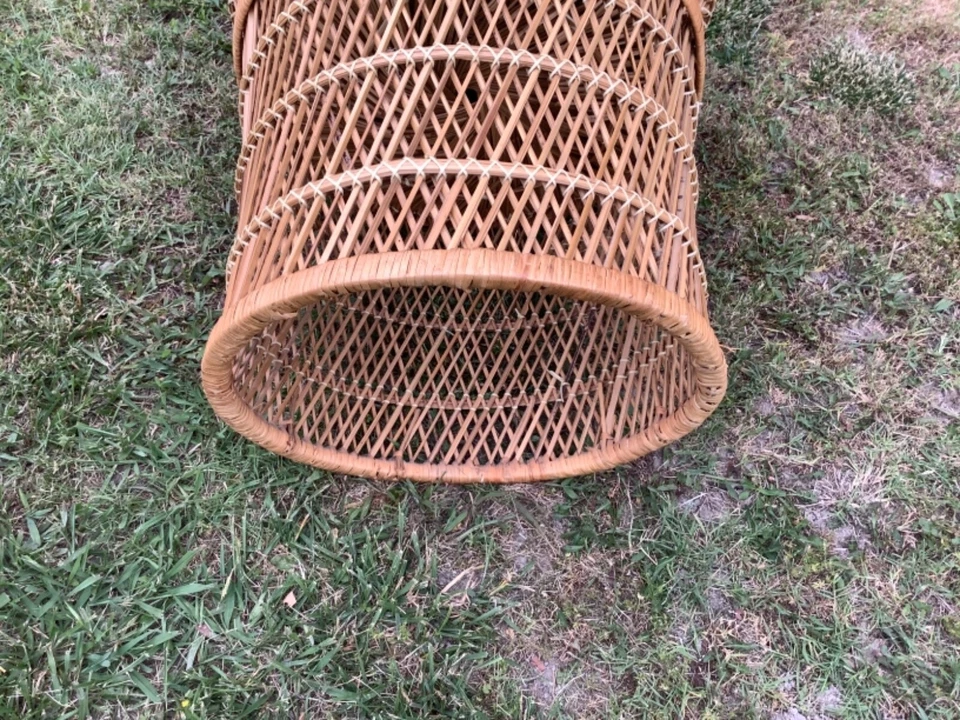 Silla Trono Abanico Pavo Real Mimbre Ratán Mediados de Siglo Moderna Boho Chic De Colección Foto 4 de 4