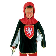 Ciao Costume Carnevale Re Artù Guerriero Cavaliere Medievale Nero Rosso Bambino
