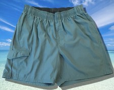 VTG Y2K Nike Men's Size L Dark Teal Swim Trunks Shorts Retro Embroidered Swoosh
