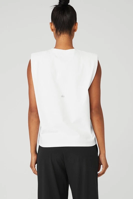 alo-yoga headliner shoulder pad sleeveless shirt