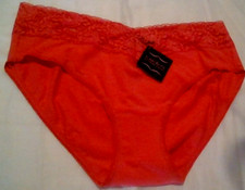 NWT "Knickers" Women's Cotton Red Large Underwear/Lace Waistband/Higher Cut Leg