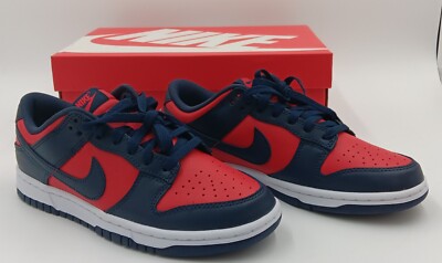 New Men's Size 8 NIKE Dunk Low Retro Running Shoes University Red Obsidian-White