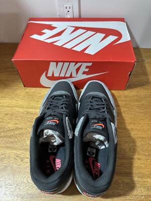 Size 11.5 - Nike Air Max 1 Premium Dark Smoke Grey Flash Crimson Size 11.5 - Nike Air Max 1 Premium Dark Smoke Grey Flash Crimson