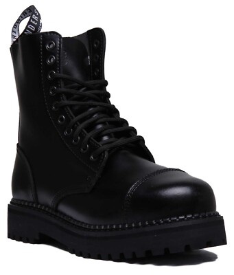 GRINDERS BULLDOG CS Unisex Stahlkappe Leder Stiefel Schwarz Größe UK 5- 12