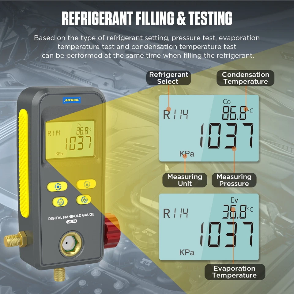 Herramienta de diagnóstico digital de aire acondicionado con medidor de colector de aire acondicionado de refrigeración Foto 4 de 4