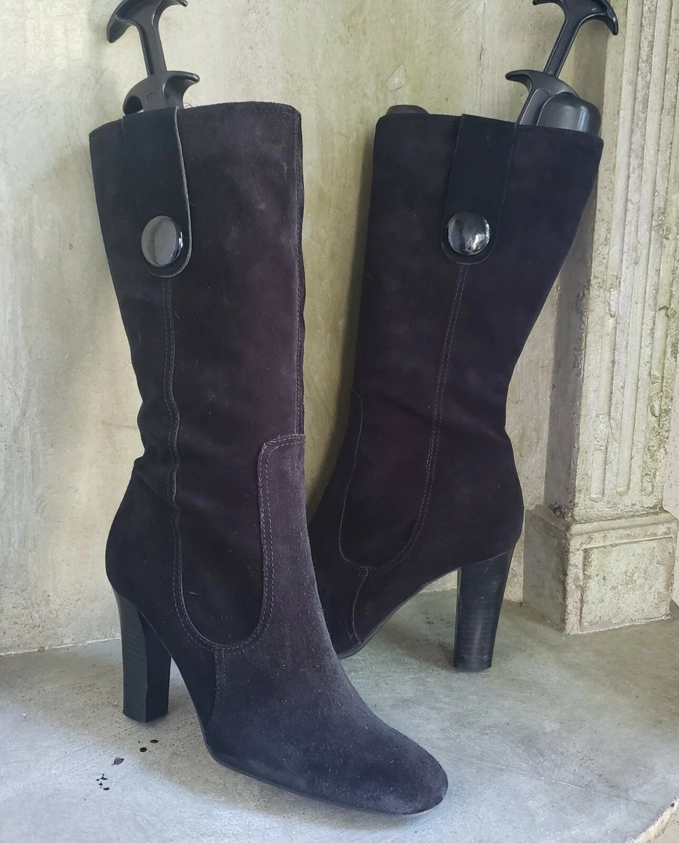 FRANCO SARTO Lilith black suede tall mid calf boots sz 9M