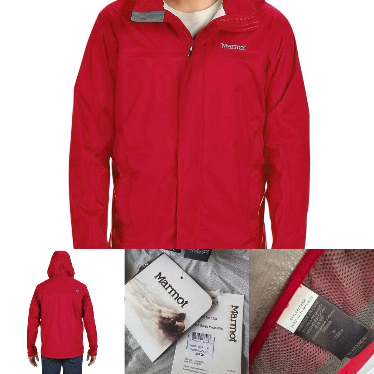 Adult Marmot PreCip Eco Jacket 50200 SIZE M “Team Red 6278
