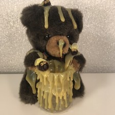 Vintage Russ Luv Pets 6" Grizzly Bear 1979 Plush Stuffed Animal Covered in Honey