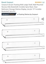 CERPOURT acrylic floating wall ledge shelves 15" 4 pack