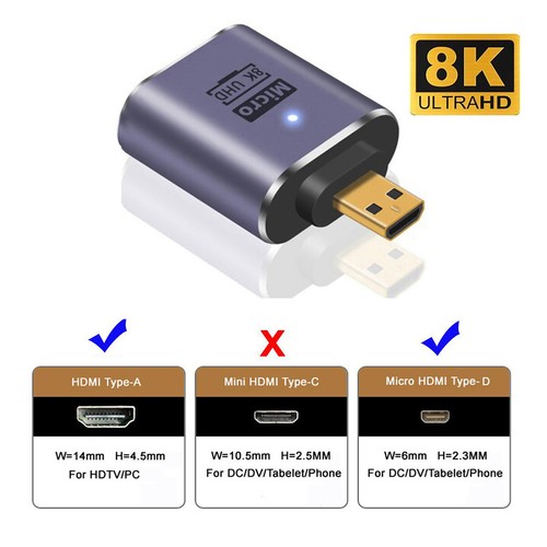 Chenyang Mini /Micro HDMI Male to HDMI 2.1 Female 90 Degree Angled Female UHD - Picture 9 of 18