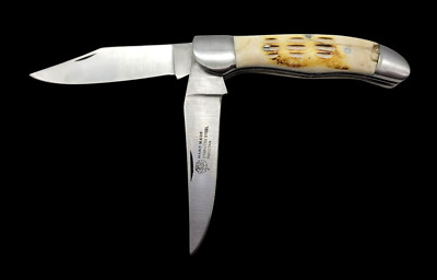 Excellent Hand Made Pakistan Camel Bone Folding Pocket Knife Hunting 2 Blades