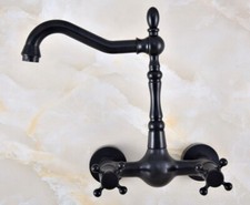 Black Oil Rubbed Brass Kitchen Faucet Bathroom Sink Mixer Tap Wall Mount snf849