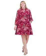 Jessica Howard Plus Paisley-Print Keyhole Fit & Flare, Wine Multi, SIZE-18W