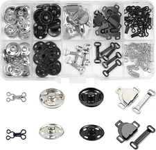 Sew-On Snap Press Button,Sewing Hook and Eye Closure for Skirt, Dress, Bra,Cloth