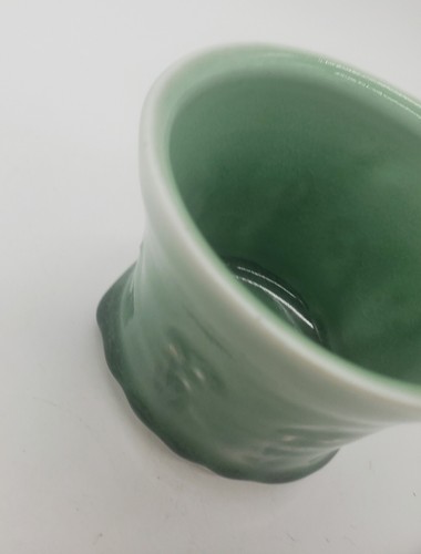 Tazze da tè vintage fatte a mano studio arte ceramica ceramica verde set di 5 firmate K - Foto 8 di 10