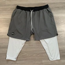 BYLT Active Shorts Mens 2XL Gray Liner 3/4 Leggings Gym Training Athletic