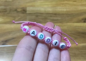 Personalised Baby Pink string bracelet 
