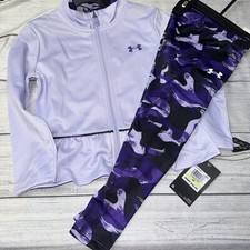 Under Armour Girls Purple Camo Track Suit Legging Jacket Outfit Set NEW