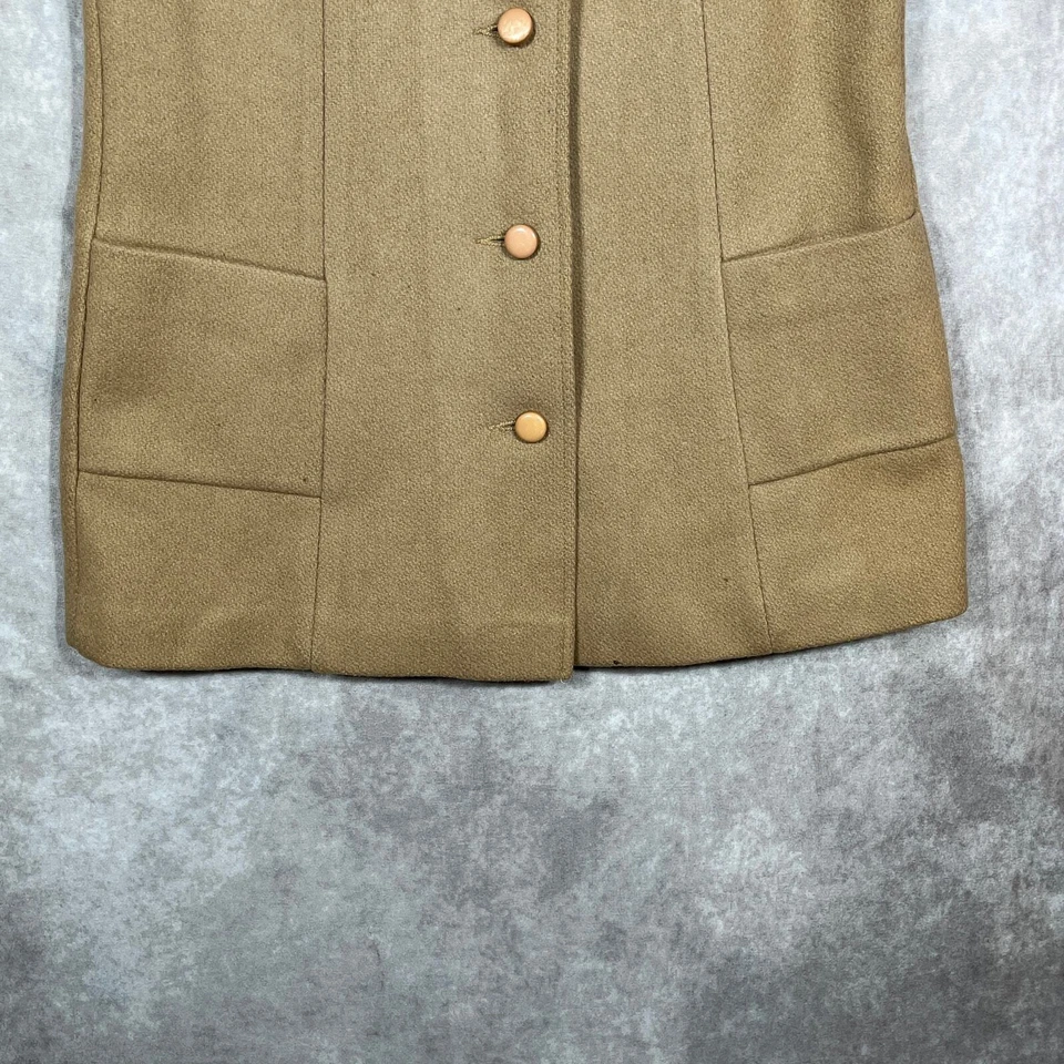 Chaleco de Colección Años 40 100% Lana Mujer Pequeño Marrón Paja Botón Bolsillos Delanteros Foto 3 de 4