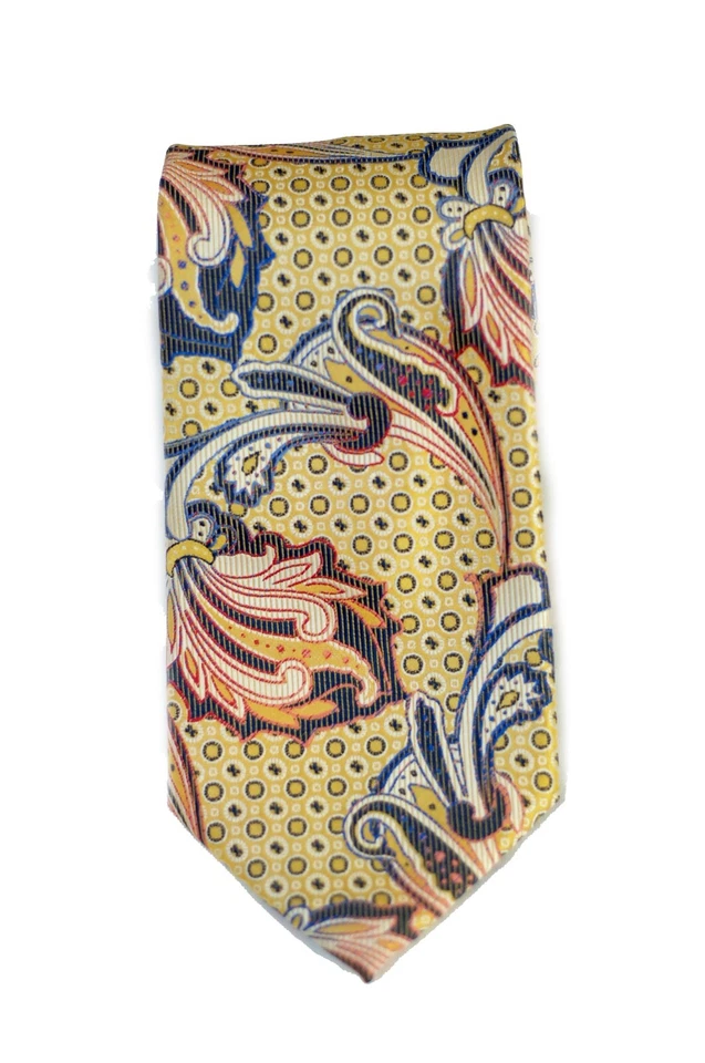 Gravata Lord R Colton Masterworks - Gravata de seda paisley pérola amarela Kozani - Nova - Imagem 3 de 4