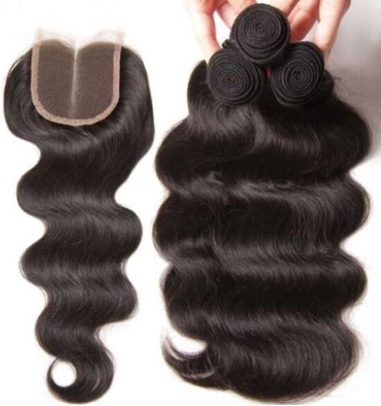 kit 4 Bundles de cheveux humains Indian Body Wave 20 pouces (50,80cm) 3x100g+ 1F