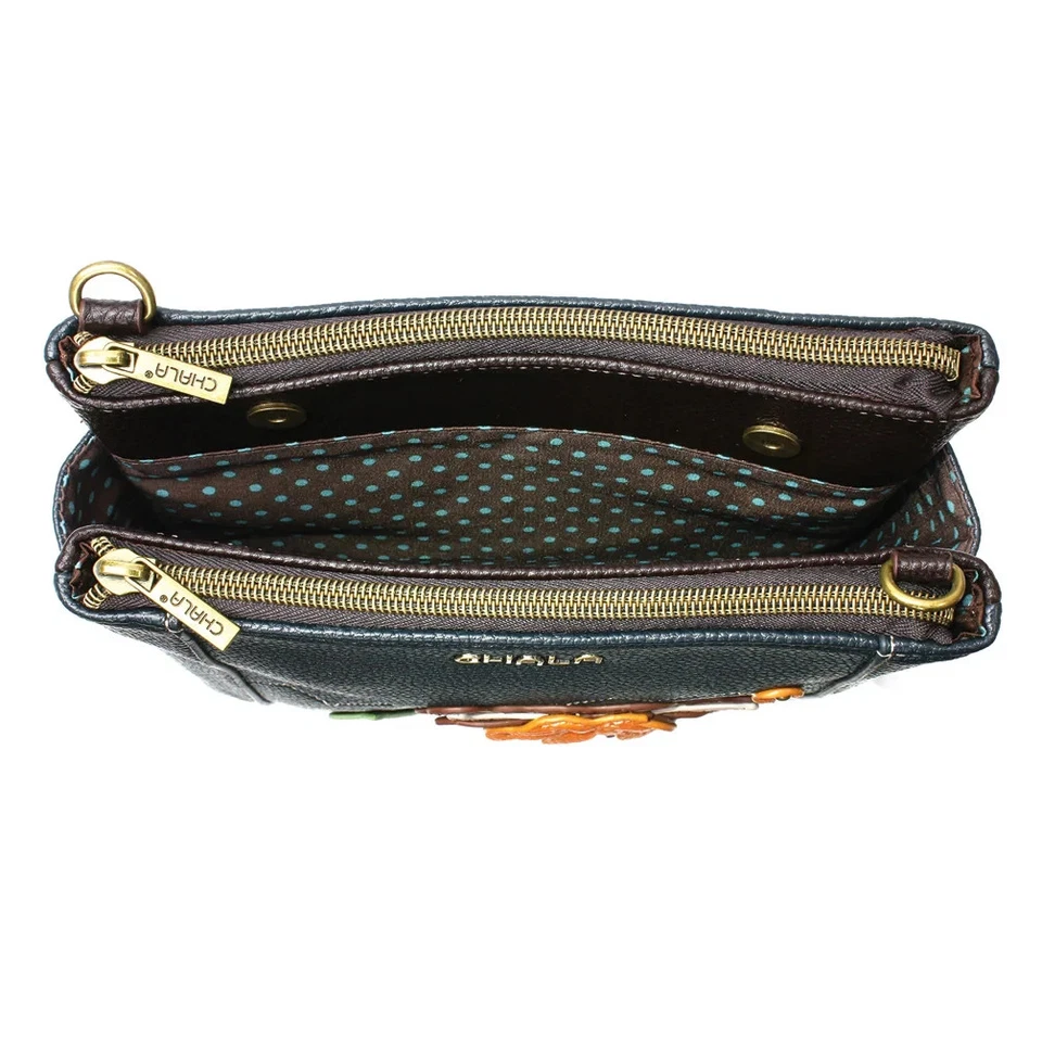 NEW CHALA NAVY HIGHLAND COW MERRY MESSENGER CROSSBODY PURSE FAUX LEATHER RFID - Image 4 of 4