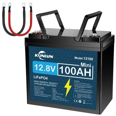 KUNLUN 12V 100Ah LiFePO4 Lithium Battery 5000+ Deep Cycle For RV Marine Solar Off-grid