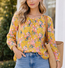 J. Crew Liberty Art Fabric Popover Top Size 2 Magical Bouquet Floral Spring Boho