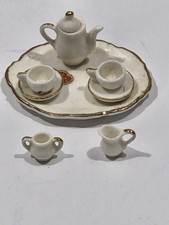 Vtg Dollhouse Mini Bone China, Japan Tea Set Service Cups Plates, Pitcher