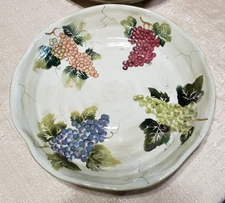 CABERNET Tabletops Unlimited 14" Pasta Bowl 14" Scalloped Edge Bowl with Grapes