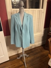 Akris Punto Women's Teal Blue Wool Blazer Sz 16