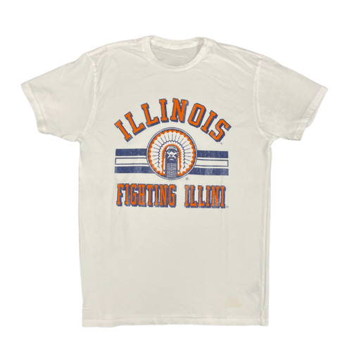 Illinois Fighting Illini Chief Illiniwek Vintage Distressed Off-White Shirt