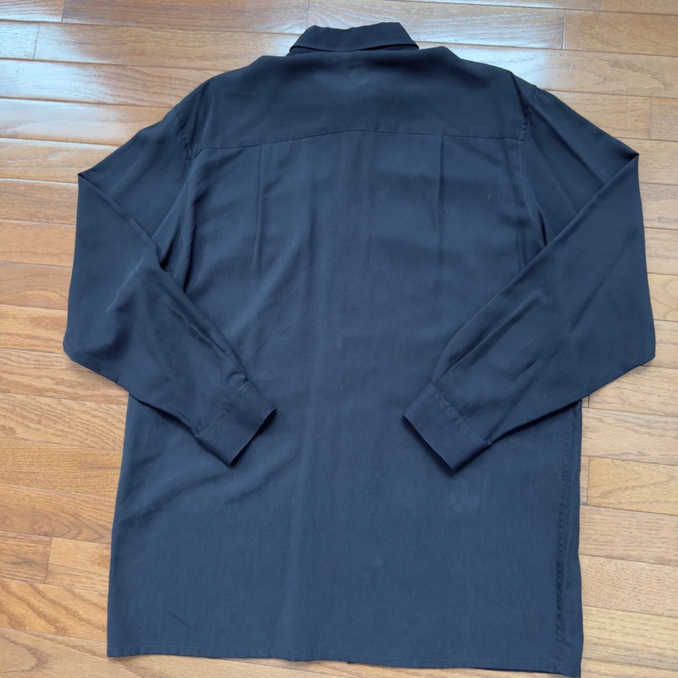 Camisa de hombre de hoy 100 % seda manga larga abotonada para hombre S negra silenciosa de lujo Foto 2 de 4