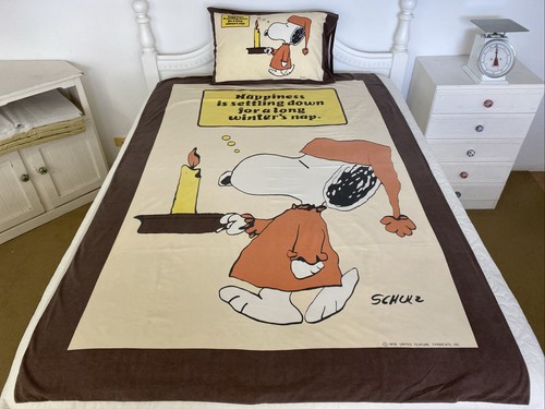Vintage 70s Schulz Peanuts Snoopy Winter Nap Single Doona Cover Set Ireland