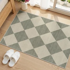 Checkered washable entrance mat 2x3 nonslip ultra-thin green entrance door mat